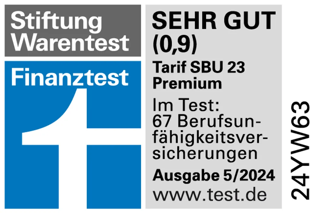 Berufsunfähigkeitsversicherung: Stiftung Warentest Note "SEHR GUT"